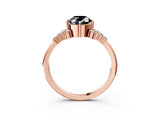 Rose gold Fancy Black Oval Cut Diamond Ring with Side Stones and Four-Prong Setting_63