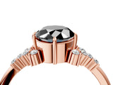 Rose gold Fancy Black Oval Cut Diamond Ring with Side Stones and Four-Prong Setting_64