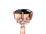 Rose gold Fancy Black Oval Cut Diamond Ring with Side Stones and Four-Prong Setting_65