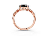 Rose gold Fancy Black Oval Cut Diamond Scattered Round Accent Ring with Prong Setting_15