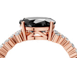 Rose gold Fancy Black Oval Cut Diamond Scattered Round Accent Ring with Prong Setting_16