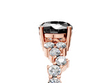 Rose gold Fancy Black Oval Cut Diamond Scattered Round Accent Ring with Prong Setting_17