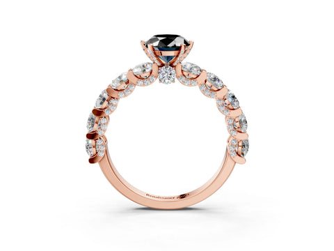 Rose gold Fancy Black Oval Cut Diamond Side Stone Engagement Ring with Four-Prong Setting_39