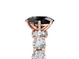 Rose gold Fancy Black Oval Cut Diamond Side Stone Engagement Ring with Four-Prong Setting_41