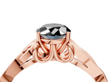 Rose gold Fancy Black Oval Cut Diamond Solitaire Engagement Ring with Celtic Knot Band and Four-Prong Setting_4