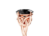 Rose gold Fancy Black Oval Cut Diamond Solitaire Engagement Ring with Celtic Knot Band and Four-Prong Setting_5
