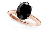 Rose gold Fancy Black Oval Cut Diamond Solitaire Engagement Ring with Classic Band and Four-Prong Setting_13