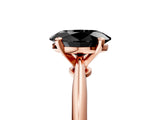 Rose gold Fancy Black Oval Cut Diamond Solitaire Engagement Ring with Classic Band and Four-Prong Setting_17