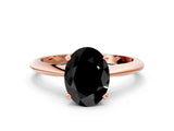 Rose gold Fancy Black Oval Cut Diamond Solitaire Engagement Ring with Classic Band and Four-Prong Setting_24