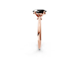 Rose gold Fancy Black Oval Cut Diamond Solitaire Engagement Ring with Classic Band and Four-Prong Setting_26