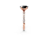 Rose gold Fancy Black Oval Cut Diamond Solitaire Engagement Ring with Pavé Band and Prong Setting_2
