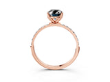 Rose gold Fancy Black Oval Cut Diamond Solitaire Engagement Ring with Pavé Band and Prong Setting_3