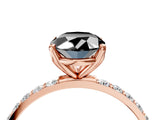 Rose gold Fancy Black Oval Cut Diamond Solitaire Engagement Ring with Pavé Band and Prong Setting_4