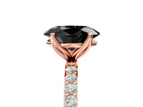 Rose gold Fancy Black Oval Cut Diamond Solitaire Engagement Ring with Pavé Band and Prong Setting_5
