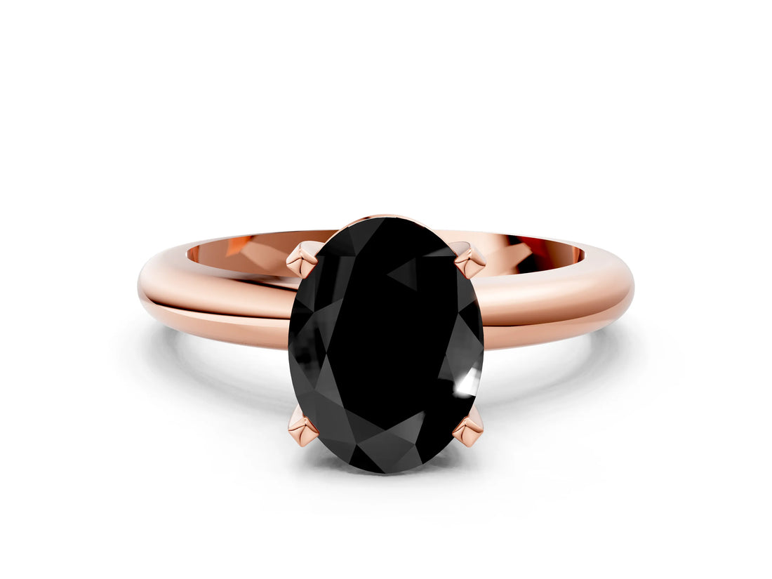 Rose gold Fancy Black Oval Cut Diamond Solitaire Engagement Ring with Round Band and Four-Prong Setting_60