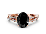 Rose gold Fancy Black Oval Cut Diamond Solitaire Engagement Ring with Twisted Pavé Band and Four-Prong Setting_36