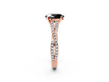Rose gold Fancy Black Oval Cut Diamond Solitaire Engagement Ring with Twisted Pavé Band and Four-Prong Setting_38