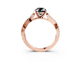 Rose gold Fancy Black Oval Cut Diamond Solitaire Engagement Ring with Twisted Pavé Band and Four-Prong Setting_39