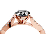Rose gold Fancy Black Oval Cut Diamond Solitaire Engagement Ring with Twisted Pavé Band and Four-Prong Setting_40