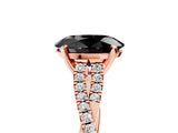 Rose gold Fancy Black Oval Cut Diamond Solitaire Engagement Ring with Twisted Pavé Band and Four-Prong Setting_41