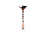 Rose gold Fancy Black Oval Cut Diamond Solitaire Pavé Band with Four-Prong Setting_2