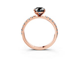 Rose gold Fancy Black Oval Cut Diamond Solitaire Pavé Band with Four-Prong Setting_3