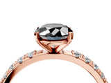 Rose gold Fancy Black Oval Cut Diamond Solitaire Pavé Band with Four-Prong Setting_4