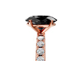Rose gold Fancy Black Oval Cut Diamond Solitaire Pavé Band with Four-Prong Setting_5