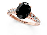 Rose gold Fancy Black Oval Cut Diamond Solitaire Ring with Cathedral Setting and Pavé Band_1