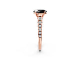 Rose gold Fancy Black Oval Cut Diamond Solitaire Ring with Cathedral Setting and Pavé Band_2