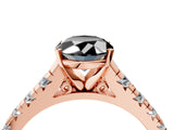 Rose gold Fancy Black Oval Cut Diamond Solitaire Ring with Cathedral Setting and Pavé Band_4