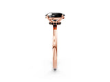 Rose gold Fancy Black Oval Cut Diamond Solitaire Ring with Classic Band and Four-Prong Setting_2