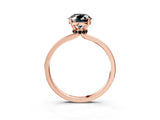 Rose gold Fancy Black Oval Cut Diamond Solitaire Ring with Classic Band and Four-Prong Setting_3