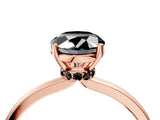 Rose gold Fancy Black Oval Cut Diamond Solitaire Ring with Classic Band and Four-Prong Setting_4