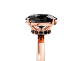 Rose gold Fancy Black Oval Cut Diamond Solitaire Ring with Classic Band and Four-Prong Setting_5