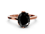 Rose gold Fancy Black Oval Cut Diamond Solitaire Ring with Flower Prong Setting and Classic Band_36