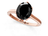 Rose gold Fancy Black Oval Cut Diamond Solitaire Ring with Flower Prong Setting and Classic Band_37