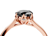 Rose gold Fancy Black Oval Cut Diamond Solitaire Ring with Flower Prong Setting and Classic Band_40
