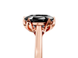 Rose gold Fancy Black Oval Cut Diamond Solitaire Ring with Flower Prong Setting and Classic Band_41