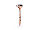 Rose gold Fancy Black Oval Cut Diamond Solitaire Ring with Four-Prong Setting and Pavé Band_5