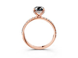 Rose gold Fancy Black Oval Cut Diamond Solitaire Ring with Four-Prong Setting and Pavé Band_6