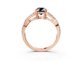 Rose gold Fancy Black Oval Cut Diamond Solitaire Ring with Four-Prong Setting and Twisted Pavé Band_3