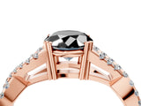 Rose gold Fancy Black Oval Cut Diamond Solitaire Ring with Four-Prong Setting and Twisted Pavé Band_4