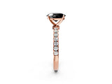 Rose gold Fancy Black Oval Cut Diamond Solitaire Ring with Pavé Accents and Four-Prong Setting_2