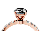 Rose gold Fancy Black Oval Cut Diamond Solitaire Ring with Pavé Accents and Four-Prong Setting_4