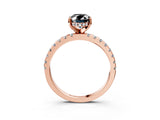 Rose gold Fancy Black Oval Cut Diamond Solitaire Ring with Pavé Band and Four-Prong Setting_15