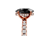 Rose gold Fancy Black Oval Cut Diamond Solitaire Ring with Pavé Band and Four-Prong Setting_17