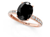 Rose gold Fancy Black Oval Cut Diamond Solitaire Ring with Pavé Band and Hidden Halo_13