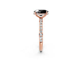 Rose gold Fancy Black Oval Cut Diamond Solitaire Ring with Pavé Band and Hidden Halo_14