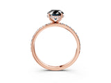 Rose gold Fancy Black Oval Cut Diamond Solitaire Ring with Pavé Band and Hidden Halo_15